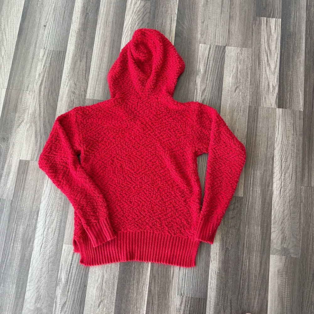 No Boundaries Red Textured Women's Hoodie Sweater - Picture 6 of 6